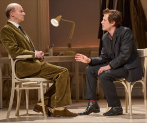 From left, Mark Gatiss and Johnny Flynn star as Sir John Gielgud and Richard Burton respectively in The Motive and the Cue, the next National Theatre Live production to be screened by Lincoln Theater. (Photo courtesy National Theatre Live and By Experience)