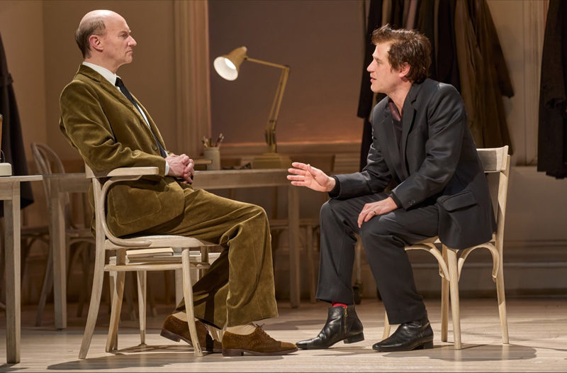 From left, Mark Gatiss and Johnny Flynn star as Sir John Gielgud and Richard Burton respectively in The Motive and the Cue, the next National Theatre Live production to be screened by Lincoln Theater. (Photo courtesy National Theatre Live and By Experience)