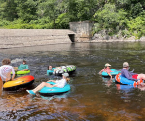 Tubers embark down the river during the 2023 Sheepscot River Knotweed Float. (Photo courtesy Midcoast Conservancy)