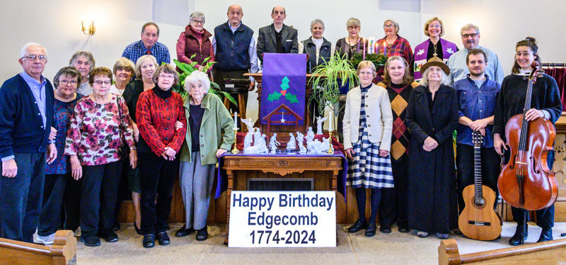 The congregation of the Edgecomb Community Church wishes the town of Edgecomb a happy 250th birthday. The town is hosting a yearlong calendar of events to celebrate its semiquincentennial. (Cameron Yee photo)