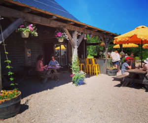 Customers enjoy a sunny day at Sasanoa Brewing on Westport Island. (Courtesy photo)