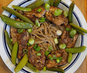 Pork medallions with soba and snap peas (Photo courtesy I. Winicov Harrington)