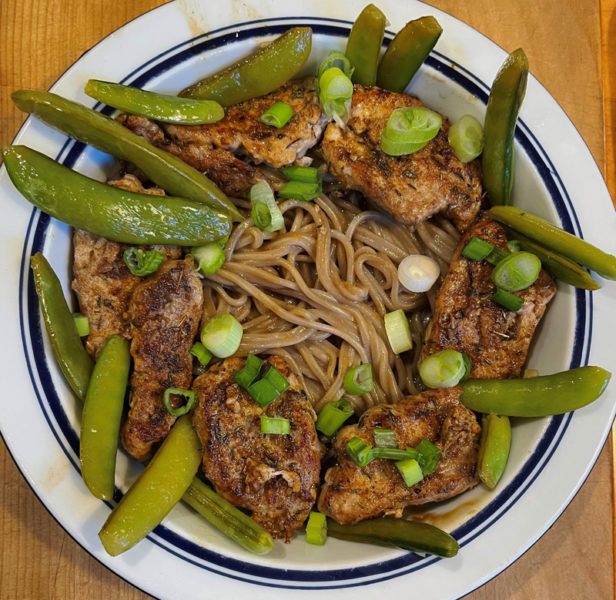 Pork medallions with soba and snap peas (Photo courtesy I. Winicov Harrington)