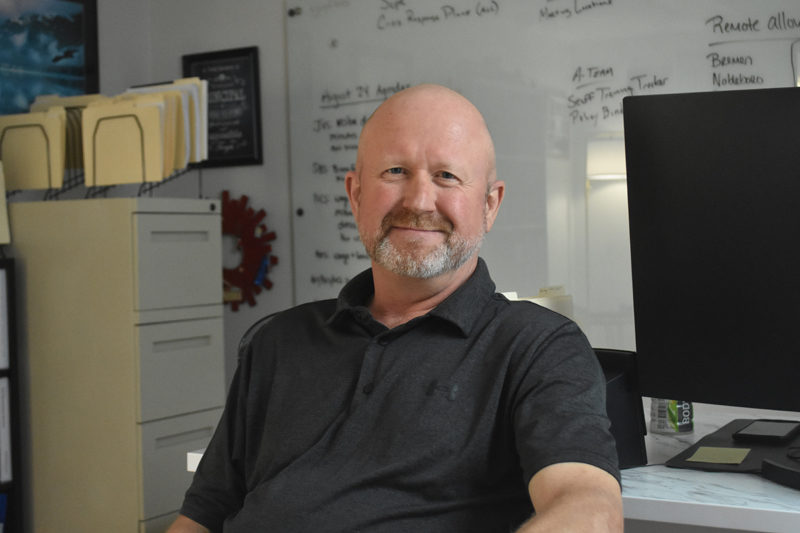 Todd Sanders, the new superintendent for AOS 93, sits for a photo in his Damariscotta office. The district serves seven towns  Bremen, Bristol, Damariscotta, Jefferson, Newcastle, Nobleboro, and South Bristol  and consists of five schools  Bristol Consolidated School, Great Salt Bay Community School, Jefferson Village School, Nobleboro Central School, and South Bristol School. Sanders will oversee the schools in Bristol, Jefferson, Nobleboro, and South Bristol, while Lynsey Johnston, his predecessor, oversees the Great Salt Bay RSU. (Molly Rains photo)