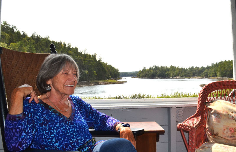 Westport Island resident Connie Ostis reminisces about the early years on the Westport Island's historic Heal Cove. (Charlotte Boynton photo)