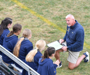 Medomak Valley's Darryl Townsend won the 300th game of his soccer coaching career when the Panthers beat Belfast 3-0 on Thursday, Sept. 19. (Mic LeBel photo)