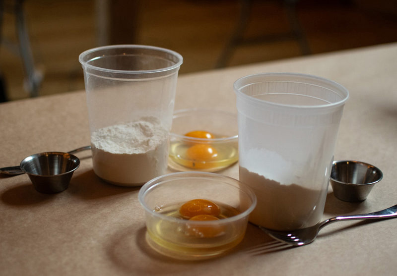 A set up of essential ingredients for pasta making. (Photo courtesy Wanderwood)