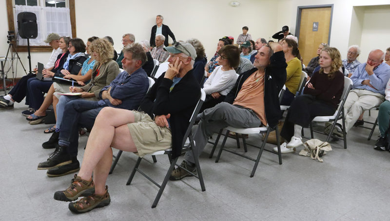 Over 40 audience members fill Pownalborough Hall in Dresden for a candidates forum co-hosted by The Lincoln County News and Boothbay Register the evening of Monday, Sept. 30. Candidates for Senate District 24 and House District 53 discussed topics such as education, emergency services, and affordable housing during the 90-minute forum. (Piper Pavelich photo)