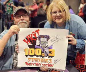 Glenn Chadbourne and a fan at the first KingCon in Las Vegas last weekend. Chadbourne said the intense fan appreciation surprised and humbled him. Chadbourne created the character Doug E. Graves for the Stephen King owned radio station, WKIT. (Courtesy photo)