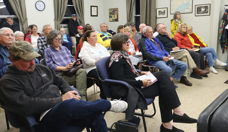 Audience members fill the seats at a candidate forum co-hosted by The Lincoln County News and Boothbay Register in the Wiscasset municipal building the evening of Thursday, Sept. 26. Candidates for House District 47, House District 49, and House District 53 discussed topics such as affordable housing, rising energy costs, and health care during the 90-minute forum. (Piper Pavelich photo)