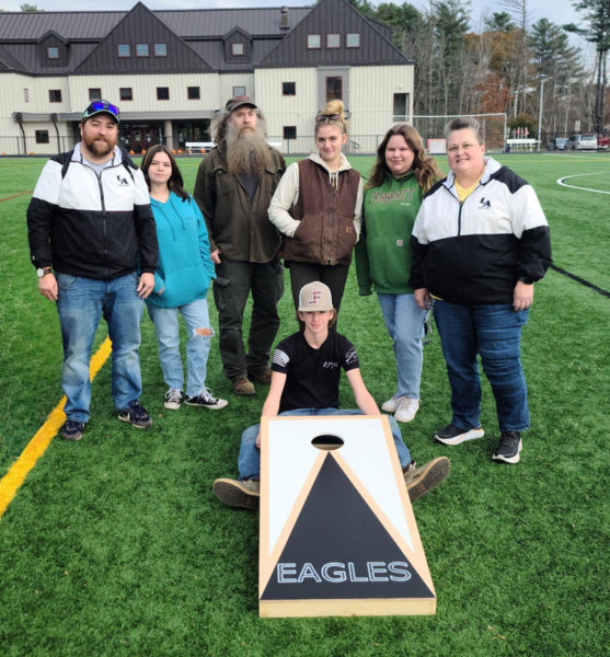 Lincoln Academy edLab students and instructors pose during their first annual cornhole tournament fundraiser in 2023. This year's tournament takes place on Saturday, Nov. 2 at Lincoln Academy. (Photo courtesy Lincoln Academy)