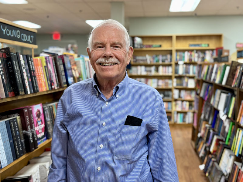 Richard Dick Marchi, of Bremen, stands in Shermans Maine Coast Book Shop in Damariscotta on Thursday, Nov. 14. Marchi, who was the principal at Great Salt Bay Community School in Damariscotta for almost 30 years, is a Navy veteran and works with the Kairos Prison Ministry International to help the spiritual needs of the incarcerated. (Johnathan Riley photo)