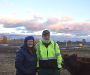 Allison Lakin and Neal Foley, of East Forty Farm and Dairy and Lakin's Gorges Cheese in Waldoboro, stand with two of their Jersey dairy cows. The couple bonded over their shared passions for farming, food, and educating others about the joys and lessons of sustainable agriculture. Food connects us all, and cheese is on almost everybodys plate on a daily basis, so thats not a bad food to connect people with," said Lakin, an award-winning cheesemaker. (Molly Rains photo)