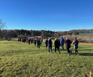 Runners enjoy the morning together on Salt Bay Farm in Damariscotta. The seventh annual Twin Villages Foodbank Farm 5K and 1-mile fun run returns to the farm Thanksgiving morning, Nov. 28. (Photo courtesy Twin Villages Foodbank Farm)