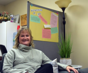 Paula Goode, general manager of Comfort Keepers of Damariscotta, sits in the company's office on the morning of Monday, Dec. 2. The family-owned arm of national caregiving provider Comfort Keepers will now offer live-in services to clients in a move Goode said she hopes allows more locals to age in place. (Molly Rains photo)