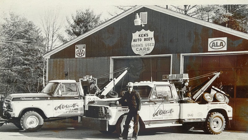 In a photo taken circa 1980, Norman Norm Sherman, of Norm's Used Cars, stands outside his Wiscasset dealership. Sherman founded the business alongside his mother, Marion Sherman, and father, Kenneth Sherman, who operated Ken's Auto Body, in 1977 on West Alna Road before moving to his current Route 1 location. (Photo courtesy Norm Sherman)