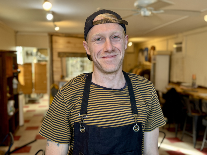 Chauncey Erskine stands in his new restaurant, Panacea, at 100 Main St. in Wiscasset, on Thursday, Jan. 16. The restaurant will feature comfort food including grilled cheeses, chowders, and soups. (Johnathan Riley photo)