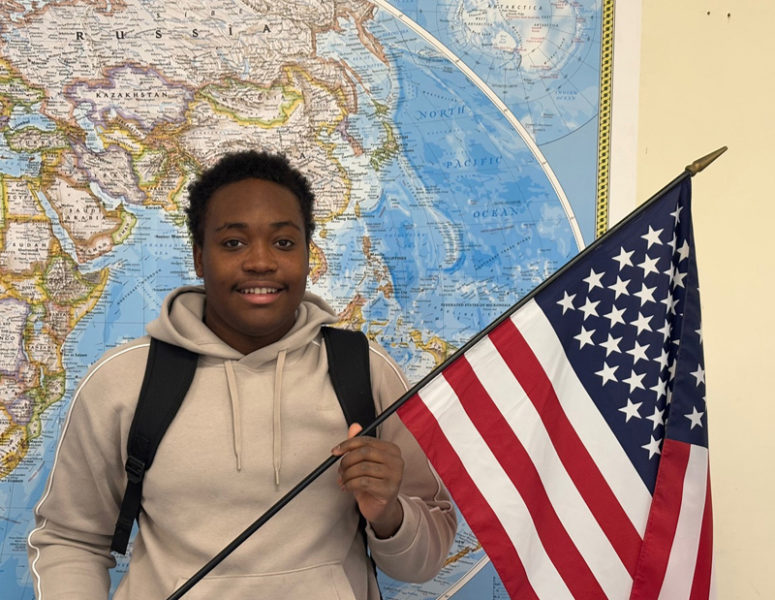 Wiscasset Middle High School senior Jevar Garricks became a U.S. citizen during a recent naturalization ceremony in Portland. Born in Jamaica, Garricks arrived in Wiscasset when he was in the third grade. (Photo courtesy Wiscasset Schools)