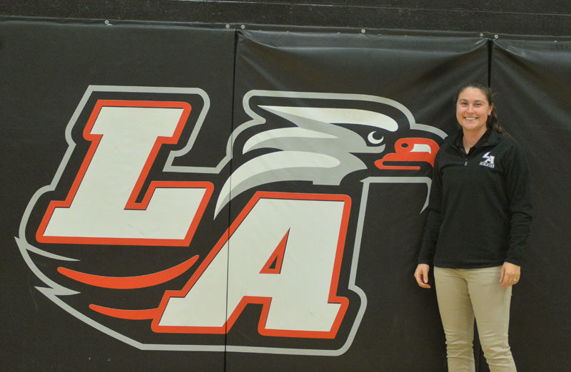 Since earning her B.A. from University of New England  Biddeford in 2014, Megan Day, of Nobleboro, has been working at Lincoln Academy as the school's athletic trainer. In addition to covering practices and home games, Day teaches fitness and weight training (Paula Roberts photo)