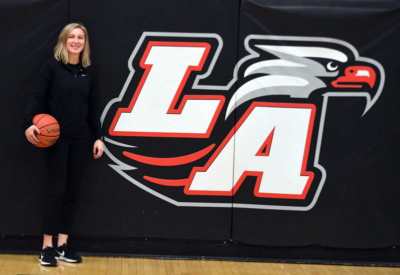 Former Lincoln Academy star player Brie Wajer (2017) is an assistant coach and Director of Player Development for the women's basketball program at Army West Point, a Division I program that is 8-2 to start the season. The 1,000 point scorer at LA came home for the holidays and enjoyed going to Lincoln Academy boys and girls basketball games. (Mic LeBel photo)