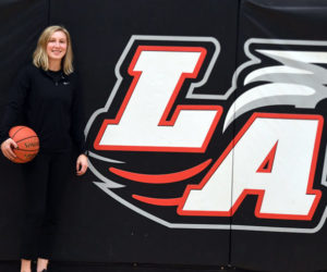 Former Lincoln Academy star player Brie Wajer (2017) is an assistant coach and Director of Player Development for the women's basketball program at Army West Point, a Division I program that is 8-2 to start the season. The 1,000 point scorer at LA came home for the holidays and enjoyed going to Lincoln Academy boys and girls basketball games. (Mic LeBel photo)