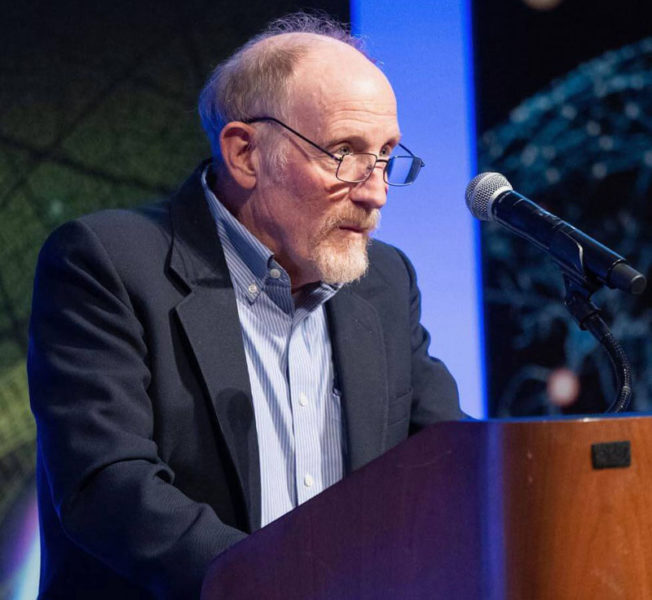 Bob Steneck delivers an acceptance speech after recieving an award from the National Academy of Sciences in 2024. (Courtesy photo)