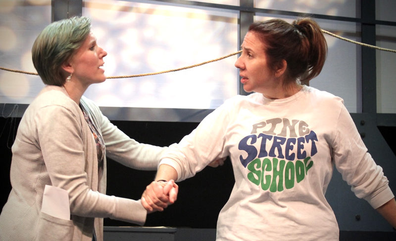 Emily Sue Barker (left) and Teralyn Reiter rehearse for Heartwood Regional Theater Co.'s "Silent Sky," opening at the Parker B. Poe Theater in Newcastle for five performances beginning Friday, June 20. (Photo courtesy Heartwood Regional Theater Co.)