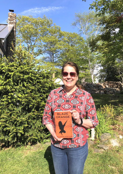 Bristol author Allison Keeton displays her newly published mystery novel Blaze Orange. Keeton will read from the novel, which is set in a fictional Midcoast town bearing more than a few similarities to Round Pond, at the Bristol Area Library on Wednesday, July 9. (Sarah Masters photo)