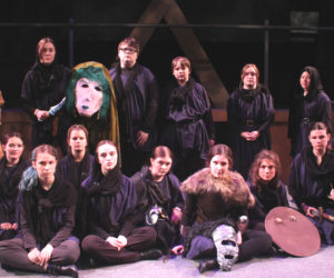 Heartwood Regional Theater Co. summer campers put on their intentionally serious faces during while preparing for performances of "The Epic of Beowulf" on Thursday, July 17 and Friday, July 18. (Photo courtesy Heartwood Regional Theater Co.)