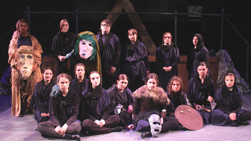 Heartwood Regional Theater Co. summer campers put on their intentionally serious faces during while preparing for performances of "The Epic of Beowulf" on Thursday, July 17 and Friday, July 18. (Photo courtesy Heartwood Regional Theater Co.)