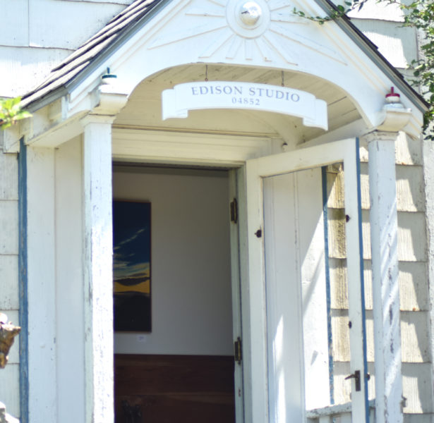 Edison Studio welcomes visitors alongside Light House Road on Monhegan Island, Maine. Sculptor Daphne Pulsifer shows and creates her work in the space, which formerly belonged to Monhegan painter Sylvia Alberts, a friend of Pulsifer's who passed away in 2015. (Molly Rains photo)
