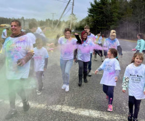 Friends and families participate in a previous You Are Deeply Loved Color Run in Wiscassset. The year the event returns to Wiscasset Middle High School on Sunday, Aug. 17. (Photo courtesy Deb Taylor)