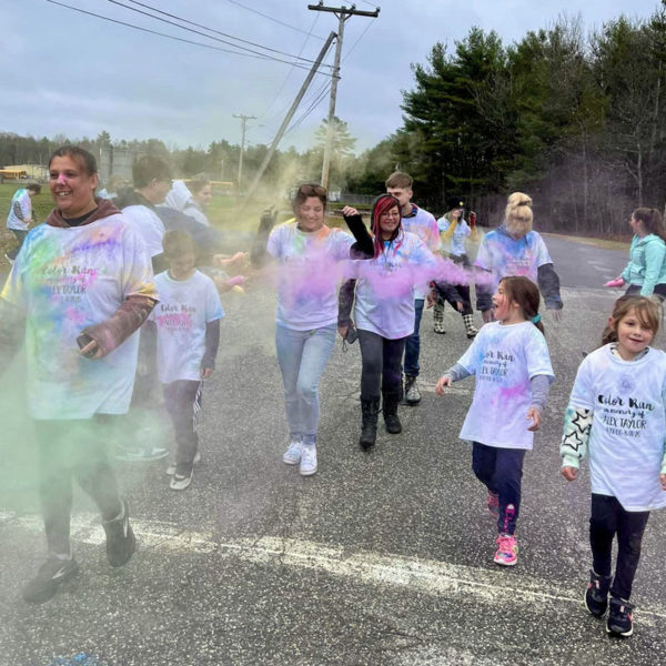 Friends and families participate in a previous You Are Deeply Loved Color Run in Wiscassset. The year the event returns to Wiscasset Middle High School on Sunday, Aug. 17. (Photo courtesy Deb Taylor)