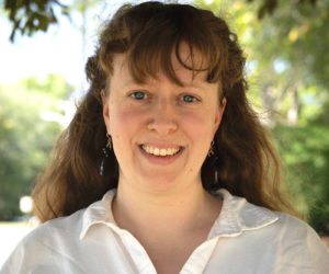 Lincoln Academy English teacher Bridget Wright stands on the Newcastle schools campus on Tuesday, Sept. 2. The Maine Department of Education announced Wright is one of four finalists for Maine Teacher of the Year. (Photo courtesy Jenny Mayher)