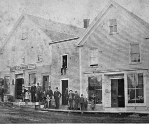 Mulligan Brothers Store and Post Office in 1886, with adjoining building that previously was David Gorham's Saddler's Shop. (Photo courtesy Nobleboro Historical Society)