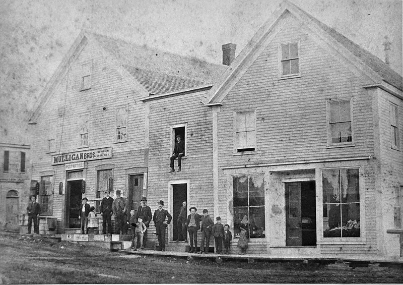 Mulligan Brothers Store and Post Office in 1886, with adjoining building that previously was David Gorham's Saddler's Shop. (Photo courtesy Nobleboro Historical Society)