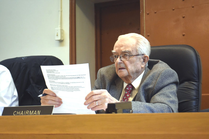 William Blodgett reviews a report during a meeting of the Lincoln County Board of Commissioners on May 20. Blodgett was selected as Maine County Commissioner of the Month for September by the Maine Spirit of America Foundation. (LCN file photo)