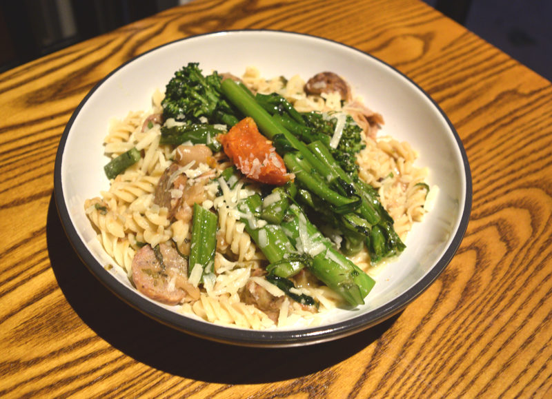 Medicini's pasta dishes include salsiccia pasta, a medley of Italian sausage, broccolini, white beans, and pecorino with fusilli. Head chef Judd Velez said using the best ingredients possible is a priority for the Newcastle restaurant. (Ali Juell photo)
