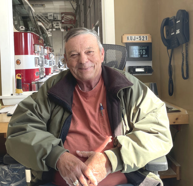 Waldoboro Fire Department Lt. William "Bill" Bragg reflects on his lengthy public service career in the Waldoboro fire station. Nearing 50 years as an active Waldoboro firefighter, Bragg has made a living combining private sector employment with stipend or paid municipal positions. (Sherwood Olin photo)