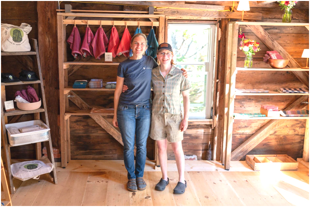 Hilary Crowell (left) and employee Becca Abuza attend The Cultivated Threads grand opening at its new location on South Old Sheepscot Road in Wiscasset on Oct. 4. (Photo courtesy Katie Kelley, The Cultivated Thread)