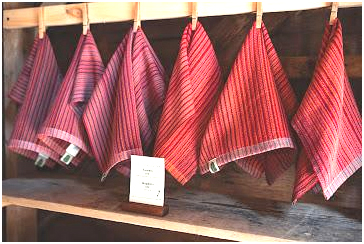 A collection of Cultivated Thread towels on display. Students in Hilary Crowell's classes can expect to weave similar towels during workshops and courses she plans to offer at her new retail location. (Photo courtesy Katie Kelley, Cultivated Thread)