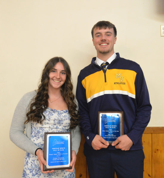 Medomak Valley graduates Kytana Williamson and Gabe Lash were named Midcoast Sports Hall of Fame 2025 Female and Male Athletes of the Year. (Paula Roberts photo)