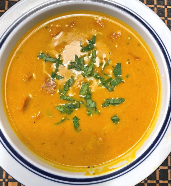 Pumpkin, white bean, and linguica soup (Photo courtesy I. Winicov Harrington)