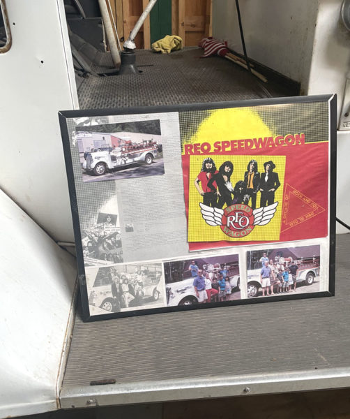 John Harriss automobile collection includes a Rio fire engine, believed to be the same one the classic rock band REO Speedwagon used as an inspiration for their name. Harris said he made several unsuccessful attempts to reach the band whenever they played in Bangor, hoping to arrange a reunion. (Sherwood Olin photo)