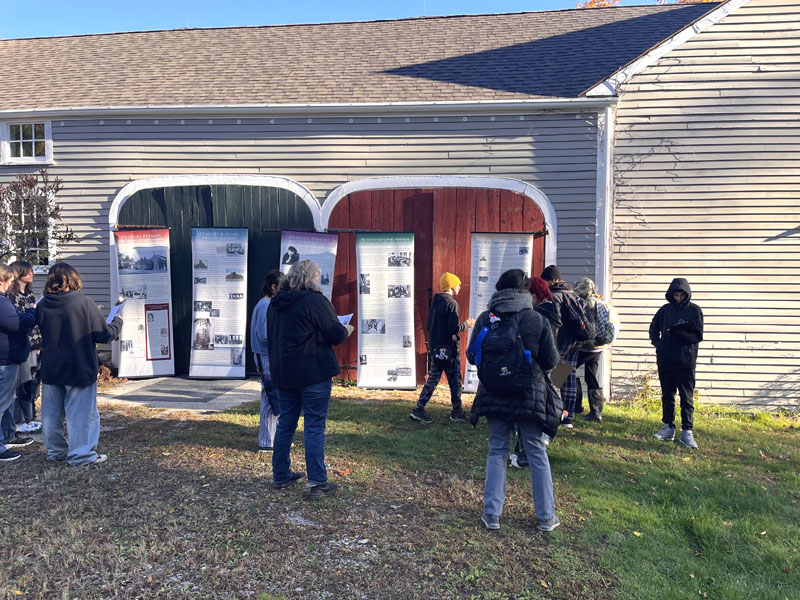 Great Salt Bay Community School seventh graders learn about the legacy of Frances Perkins during a visit to the Frances Perkins Homestead in Newcastle. (Photo courtesy Great Salt Bay Community School)