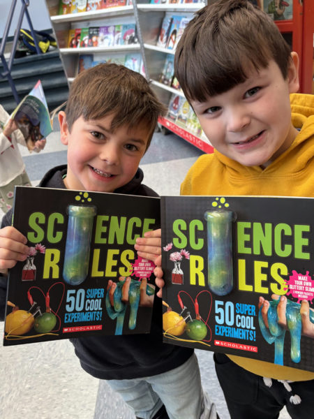 Nobleboro Central School students hold the free books they got from the Scholastic Book Fair, courtesy of the Nobleboro Parent-Teacher Organization. (Photo courtesy Nobleboro Central School)
