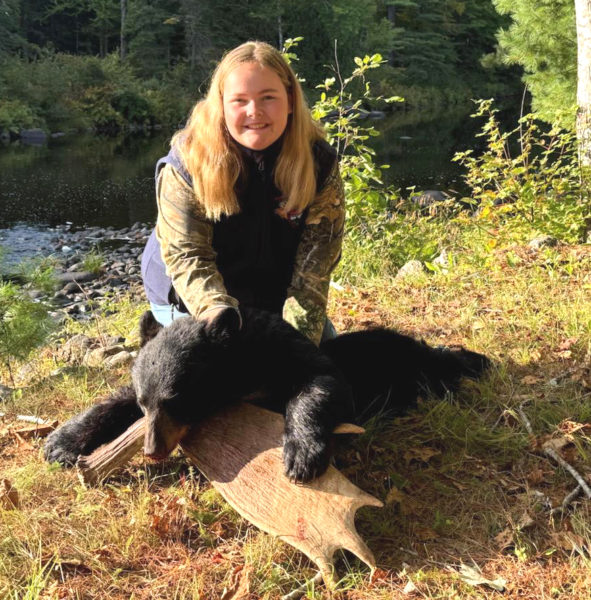 Helen Rice, 15, of Walpole, began her quest for the Maine big game grand slam with a bear, which she shot on Sept. 14 in Ebeemee Township in Piscataquis County. (Courtesy photo)