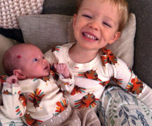 Archer Dorsey holds his baby sister, Isabel Mae Dorsey. (Photo courtesy Deborah Rancourt)