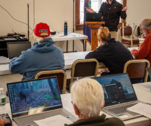 Taylor Oddleifson discusses computer fraud and scam protection during a recent class in Dresden. (Photo courtesy David Griffin)