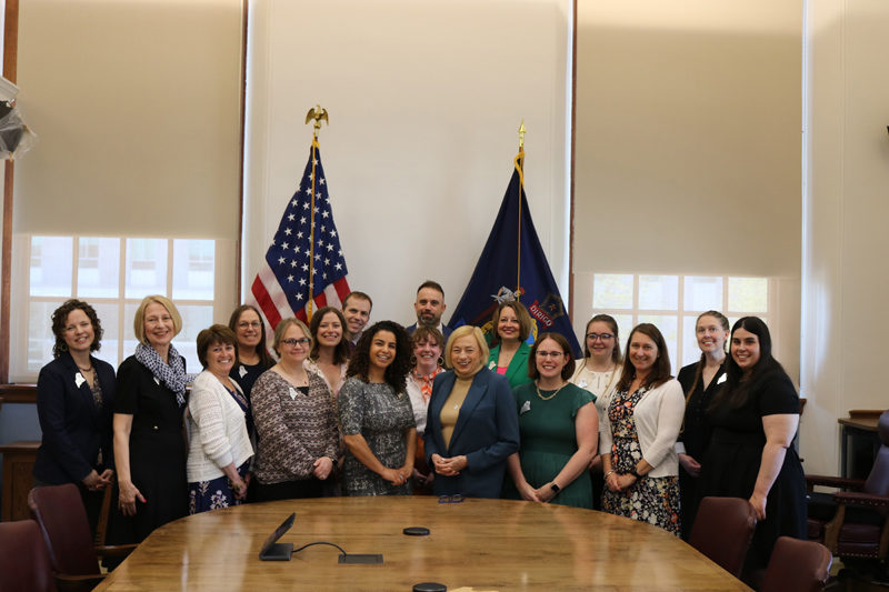 The 2025 Maine County Teachers of the Year cohort poses with Gov. Janet Mills. The state and county teachers of the year serve as ambassadors of the teaching profession and advocate for the quality education of Maine students. (Courtesy photo)